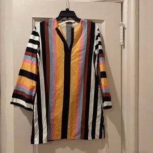 Tory Burch Yellow and Pink Striped Top